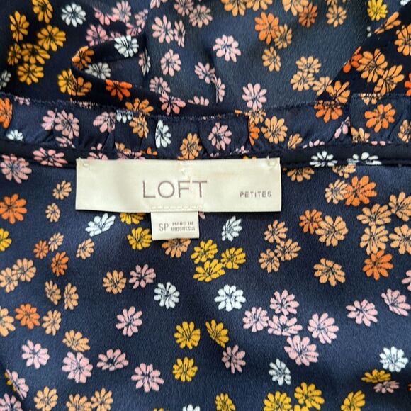 Loft Petite Navy Floral Ruffle Trim Cami Top SP - Picture 9 of 10